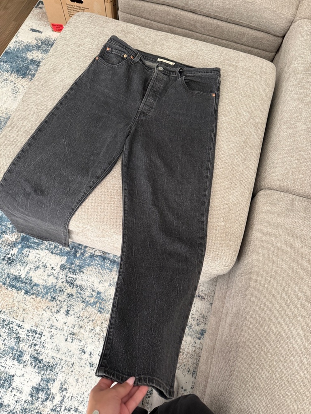 Levi's Ribcage ankle straight Jeans — Washed Black